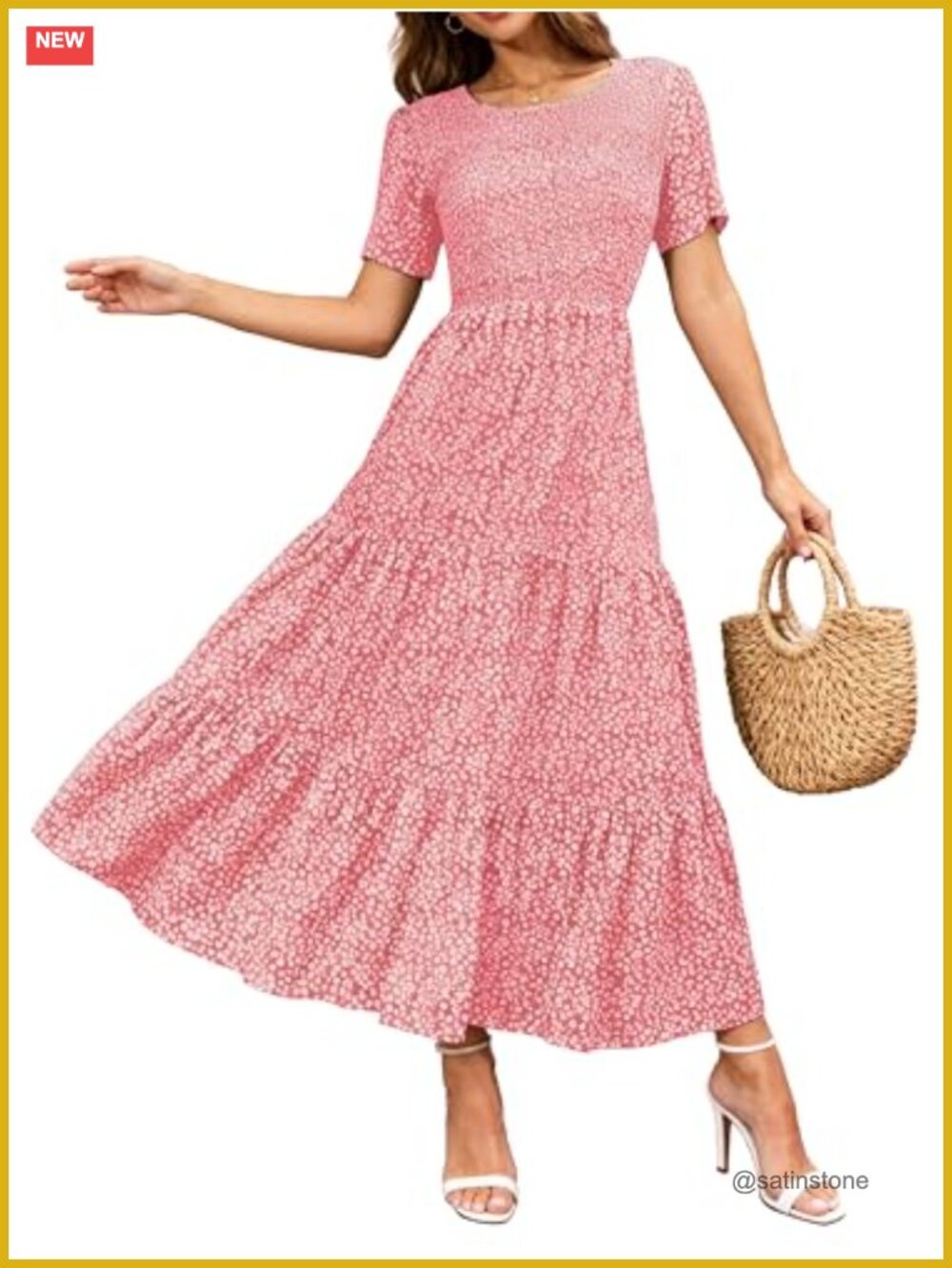 Chiffon Floral Maxi Dress with Smocking, Ruffle Hem, Boho, Petite Plus Size